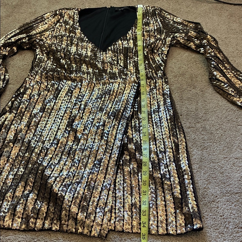 ✨ LULUS Drama Maker Gold & Silver Sequin Mini Dress - XL - Picture 4 of 7